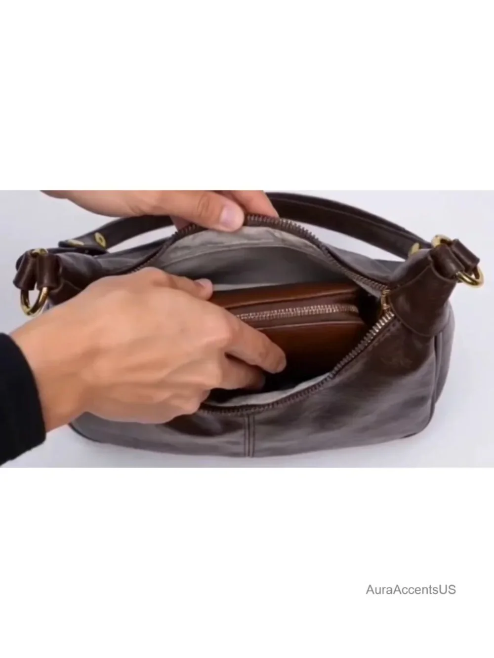 Small Hobo Bag Faux Leather Soft Crossbody Purse Crescent Shoulder